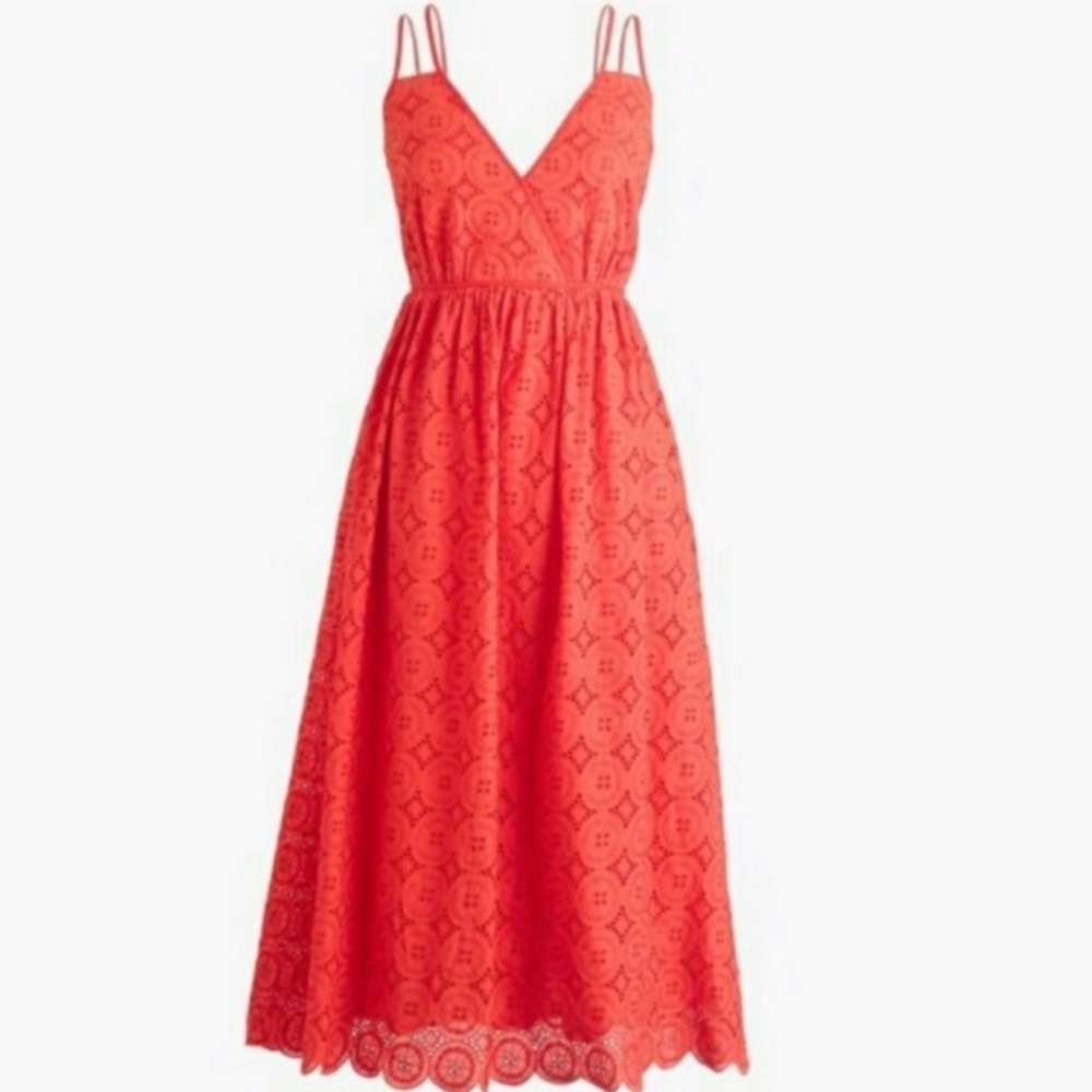 NWT J. Crew Eyelet Double Strap Midi Dress